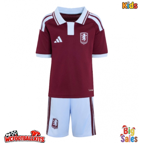 Aston Villa Boubacar Kamara #8 Replica Home Stadium Kit for Kids 2026-27 Short Sleeve (+ pants)